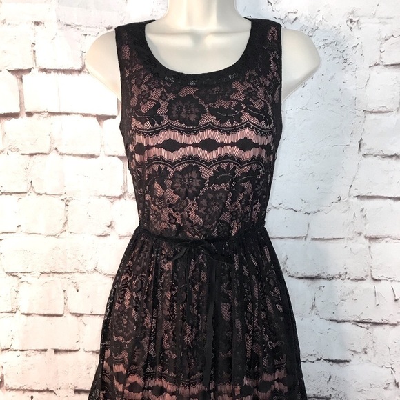 BeBop black lace overlay over salmon pink tulle dress Sleeveless Size Small - Picture 15 of 15